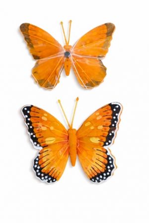Dekorační motýlek s magnetkem – 12 cm oranžový