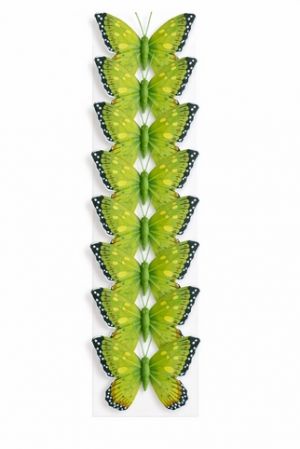 Dekorační motýlek s magnetkem – 12 cm zelený 10 ks