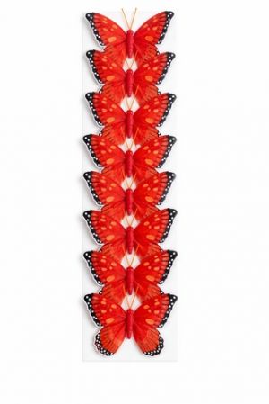 Dekorační motýlek s magnetkem – 12 cm červený 10 ks