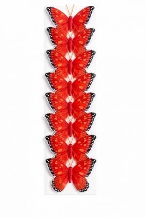 Dekorační motýlek s magnetkem – 12 cm červený 10 ks