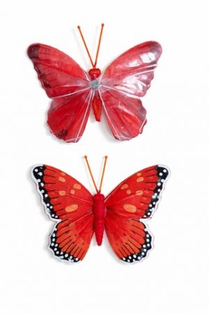Dekorační motýlek s magnetkem – 12 cm červený