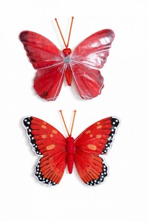 Dekorační motýlek s magnetkem – 12 cm červený