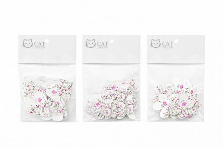 Dekorativní 3D samolepky Květiny a motýlci  a srdce– kreativní  dřevěné nálepky na tvoření