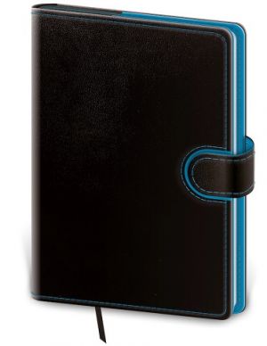 Linkovaný zápisník Flip M černo/modrý / 12cm x 16,5cm / BFL434-2