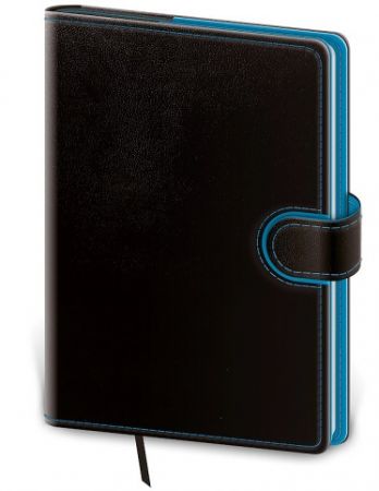 Linkovaný zápisník Flip M černo/modrý / 12cm x 16,5cm / BFL434-2