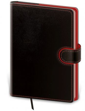Tečkovaný zápisník Flip M černo/červený (čtverečkovaný) / 12cm x 16,5cm / BFL435-1