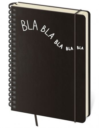 Linkovaný zápisník Twin L černý Bla bla