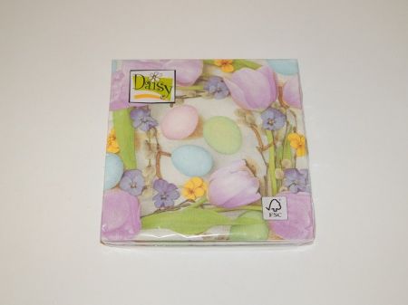 Ubrousky Daisy Flowers Frame with Pastel Eggs