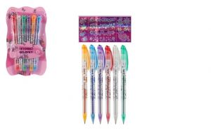 Gelové pero tetovací 6 ks plast + šablony na kartě 10x18x1cm