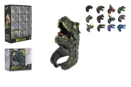 Prstýnek dinosaurus nastavitelný plast 2x4cm mix druhů v blistru