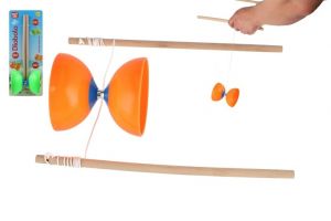 Diabolo velké sada plast/dřevo 35x12cm 2 barvy na kartě