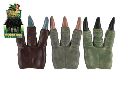 Dinosaurus tlapa/drápy na ruku guma 15x23cm 3 druhy karneval