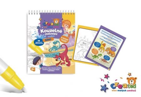 Kouzelné malování vodou/blok s tužkou dinosauři created 4 listy 17x23x2cm