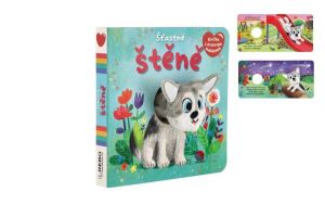 Šťastné štěně knížka s prstovým maňáskem 12,5x12,5cm