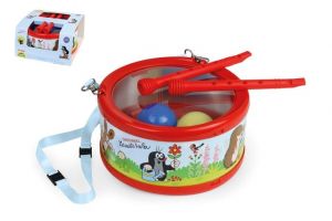 Bubínek Krtek plech 21cm s paličkami v krabici 21x10x21cm