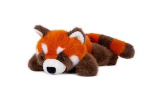 Panda červená ležící plyš 17x37cm 0m+