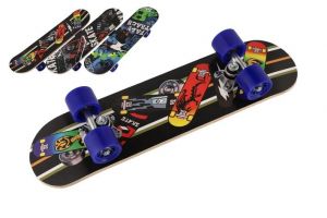 Skateboard drevěný 60cm 3 barvy ve fólii