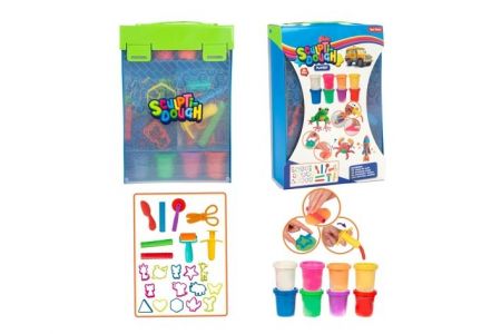 Sada modelína/plastelína 8x57g s doplňky v krabici 21,5x31x6cm