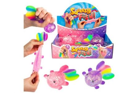 Ryba mačkací antistresová silikon třpytivý 13cm 2 barvy v sáčku