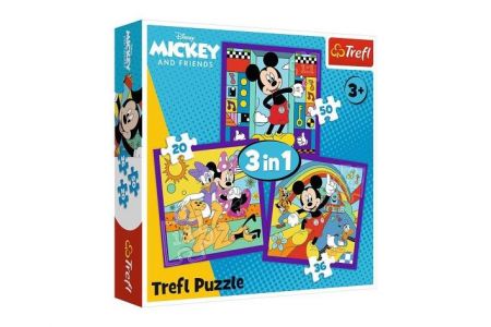 Puzzle 3v1 Mickey a jeho veselá parta 20x19,5cm v krabici 28x28x6cm