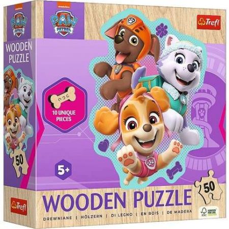 Puzzle dřevěné nepravidelné tvary Tlapková patrola/Paw Patrol 50 dílků 20x26,1cm v krabici