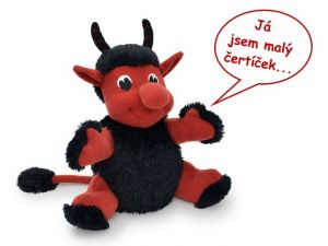 Čert Hubert 23 cm, mluvící, plyšová hračka