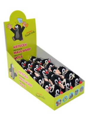 Prodejní box 24 ks, Krtek 7 cm sedící, plyšový přívěsek na karabince