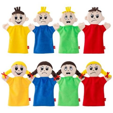 Sada Emoce, 4+4 kusů maňásků v textilním pytlíku