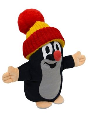 Krtek 25 cm červeno-žlutý kulich, maňásek, plyšová hračka