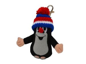 Krtek 10 cm, kulich modrý-trikolora, plyšový přívěsek na karabince