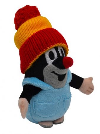 Krtek 14 cm, kalhotky, kulich červeno-žlutý, plyšová hračka