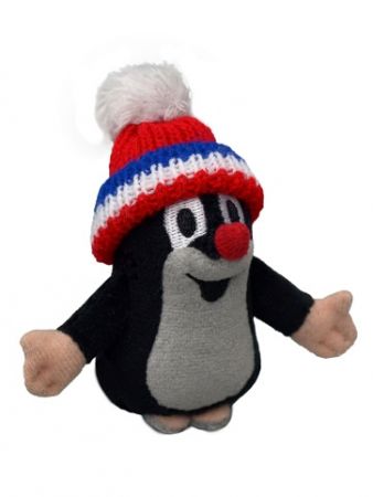 Krtek 10 cm, kulich červený-trikolora, plyšová hračka