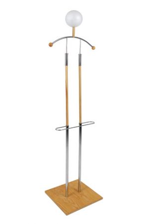 Stojan na kostýmy rozkládací, chrom-dřevo, koule