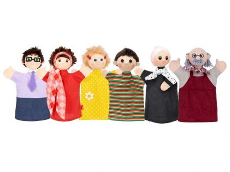 Sada maňásků-Rodina 6díl. s babičkou a dědou