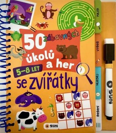 50 zábavných úkolů a her - SE ZVÍŘÁTKY 5-8 LET - napiš a smaž