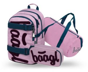 BAAGL SET 3 Skate Rose: batoh, penál, sportovní taška GRS