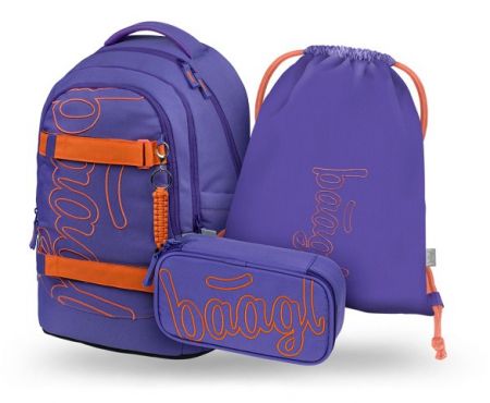 BAAGL SET 3 Skate Max Orange: batoh, penál, sáček GRS