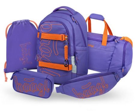 BAAGL SET 5 Skate Max Orange: batoh, penál, sáček, sportovní taška, ledvinka GRS