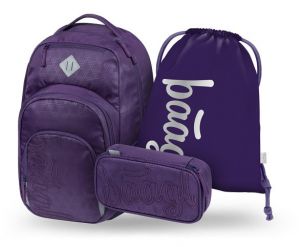 BAAGL SET 3 Coolmate Plum: batoh, penál, sáček