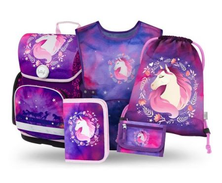 BAAGL SET 5 Ergo Kůň: aktovka, penál, sáček, zástěra, peněženka