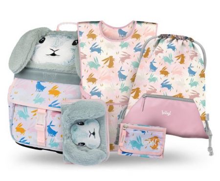 BAAGL SET 5 Zippy Bunny: aktovka, penál, sáček, zástěra, peněženka