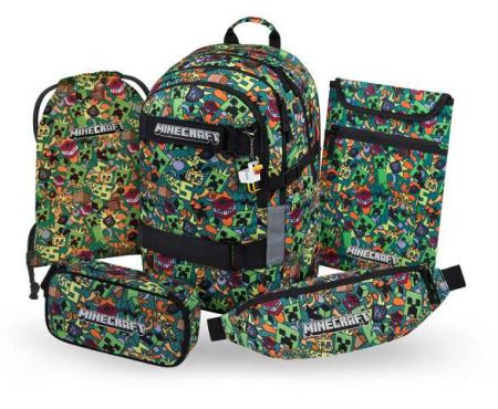 BAAGL SET 5 Skate Minecraft Chaos: batoh, penál, sáček, ledvinka, obal na notebook