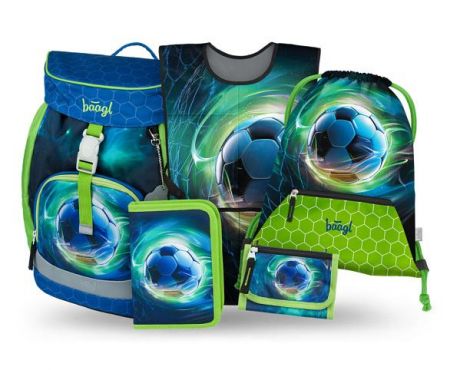 BAAGL SET 5 Airy Fotbal Míč: batoh, penál, sáček, zástěra, peněženka