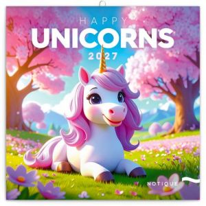 Kalendář nástěnný poznámkový Veselí jednorožci 2027, 30 x 30 cm / PGP-36348-V