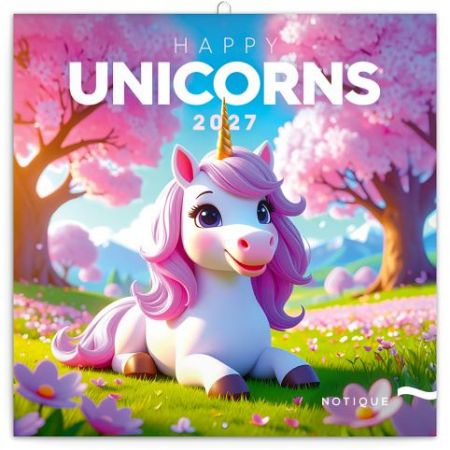 Kalendář nástěnný poznámkový Veselí jednorožci 2027, 30 x 30 cm / PGP-36348-V
