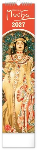 Kalendář nástěnný Alfons Mucha 2027, 12 x 48 cm / PGN-36840-L