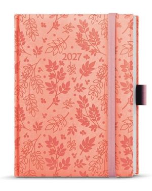 Diář denní - Adam - Vivella extra - B6 - pastelová růžová - Lístek 2027, 12cm x 16,5cm, BD