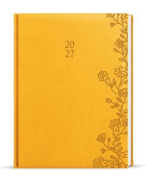 Diář denní - Adam - Vivella s ražbou - B6 - okrová - Květy 2027, 12cm x 16,5cm, BDA61-23-2