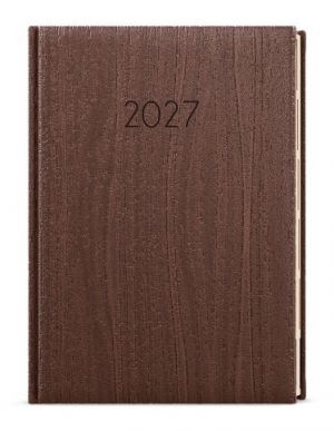 Diář denní - Ctirad s výsekem - Wood - A5 - hnědá 2027, 14,3cm x 20,5cm, BDCk65-7-27