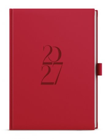 Diář denní - David - Deny - A5 - červená 2027, 14,3cm x 20,5cm, BDD19-6-27